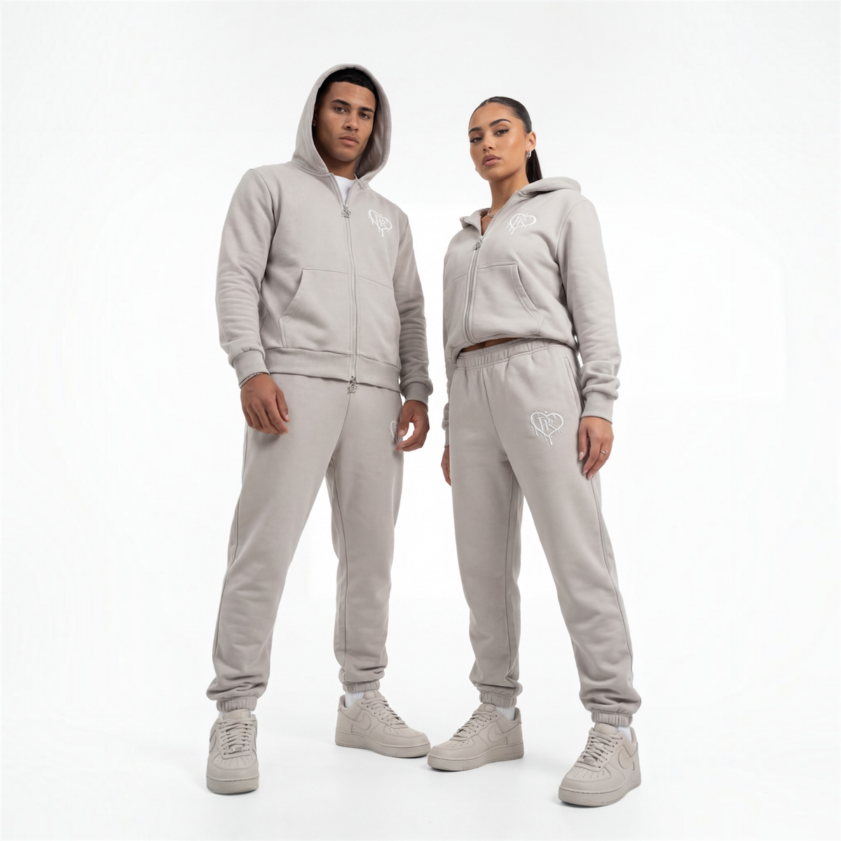 PR HD White on Grey Zip Up Tracksuit