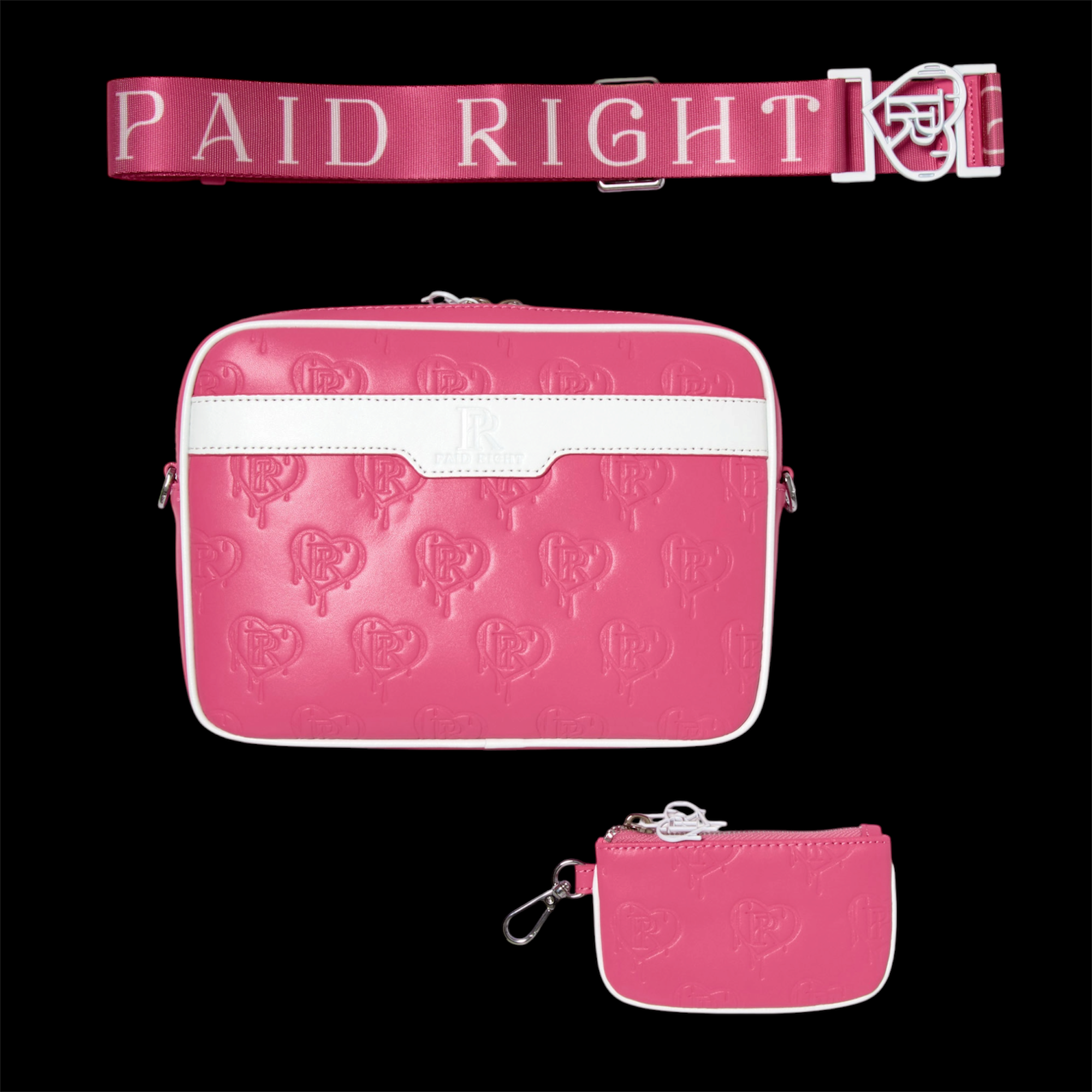 PR Messenger Bag - Fuchsia Pink x White