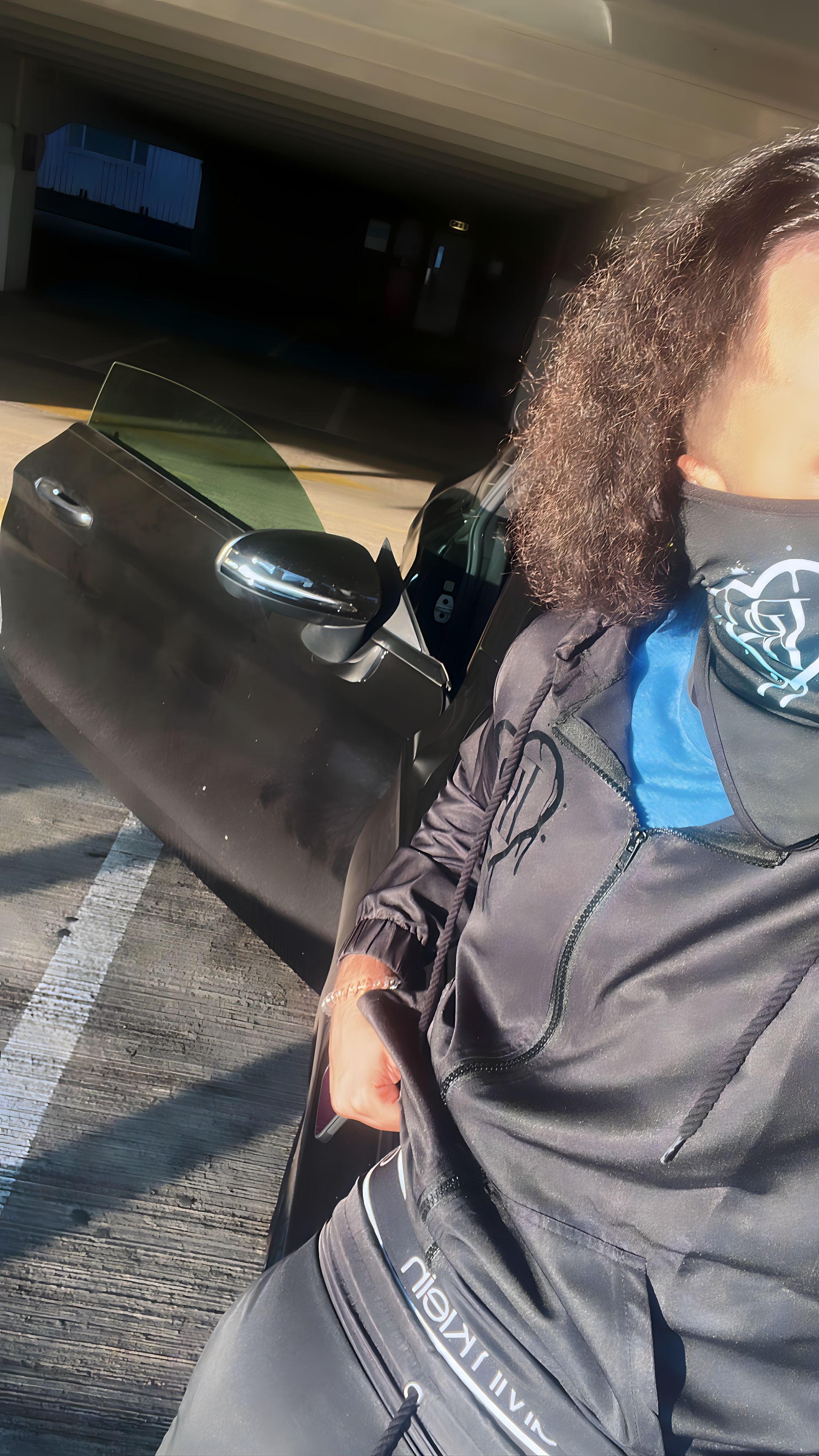 PR Black On Black Heart Drip Windbreaker Short Set