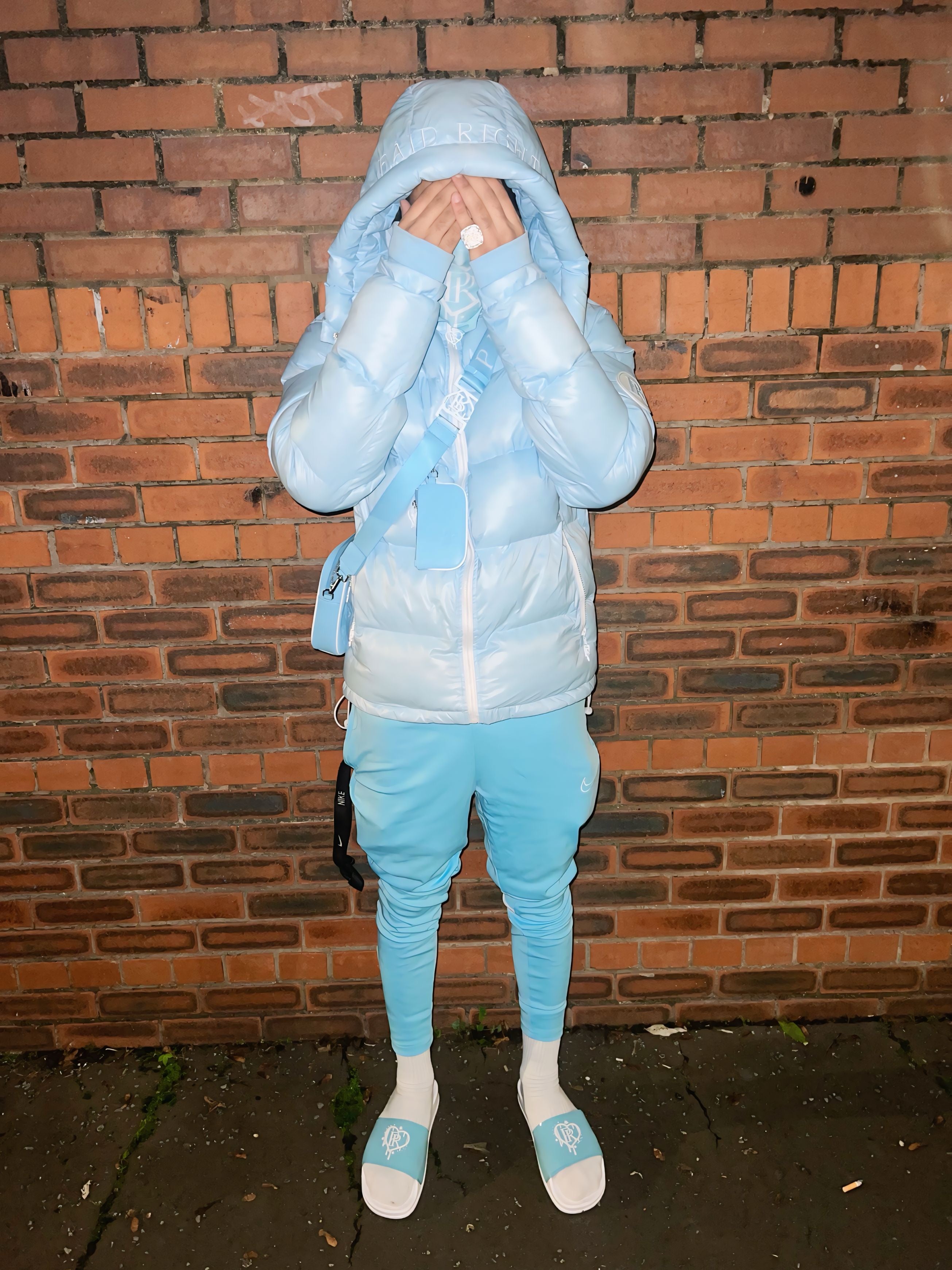 PR Badge Puffer Baby Blue x White