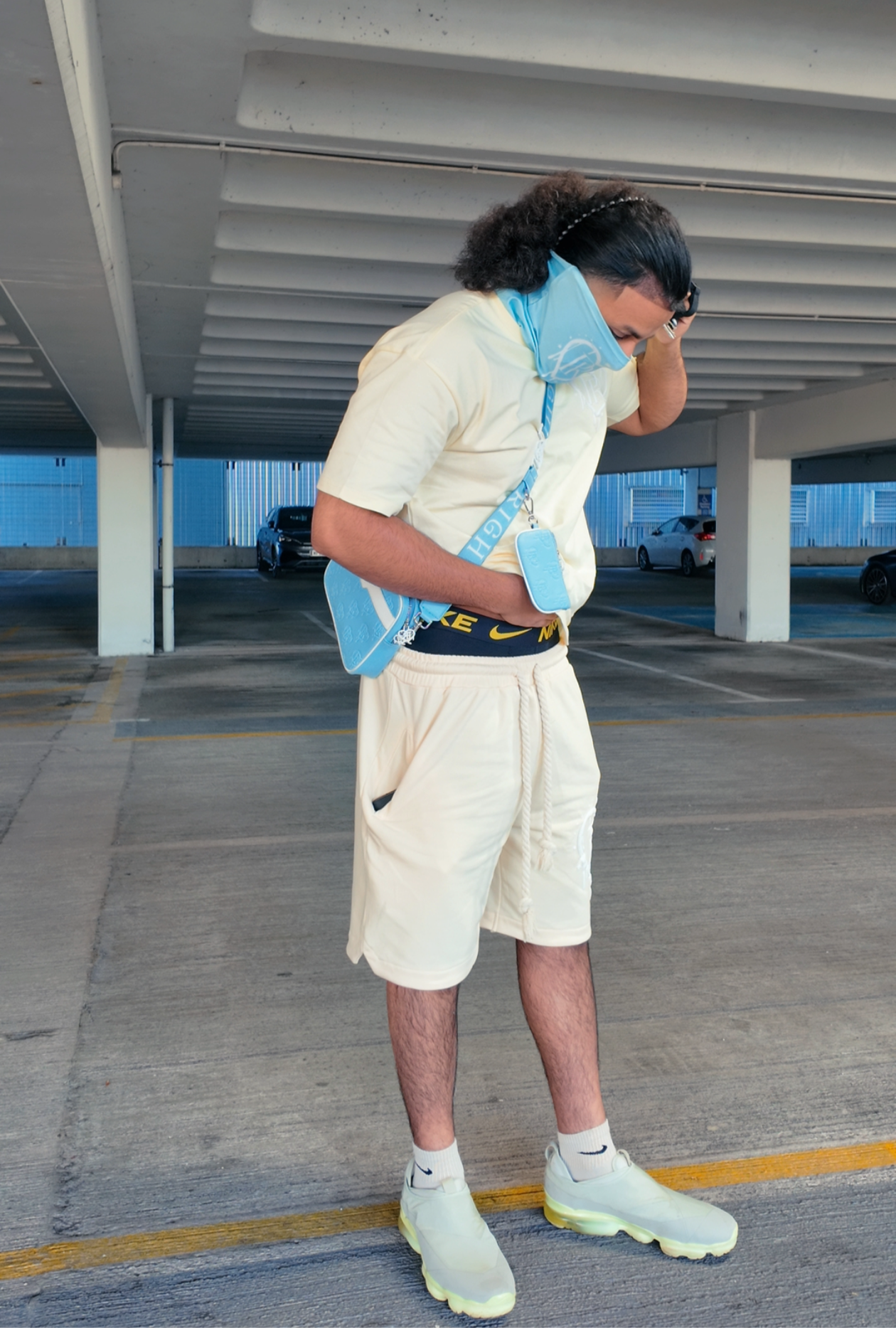 PR Roped Shorts 3D Puff Printed HD Baby Cream/White