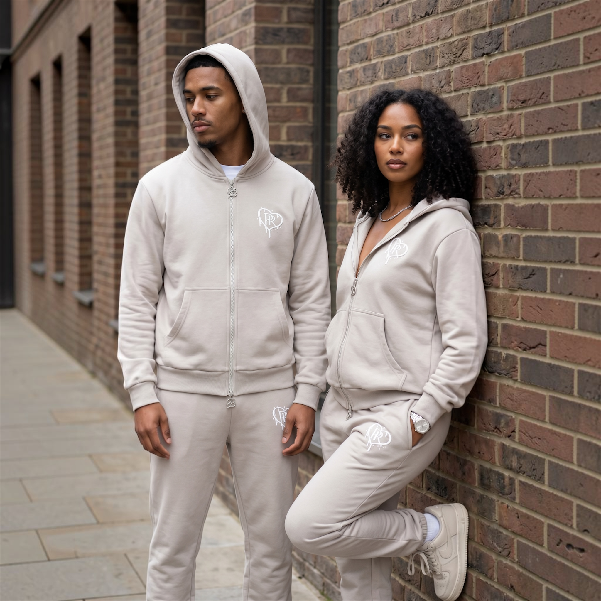 PR HD White on Grey Zip Up Tracksuit