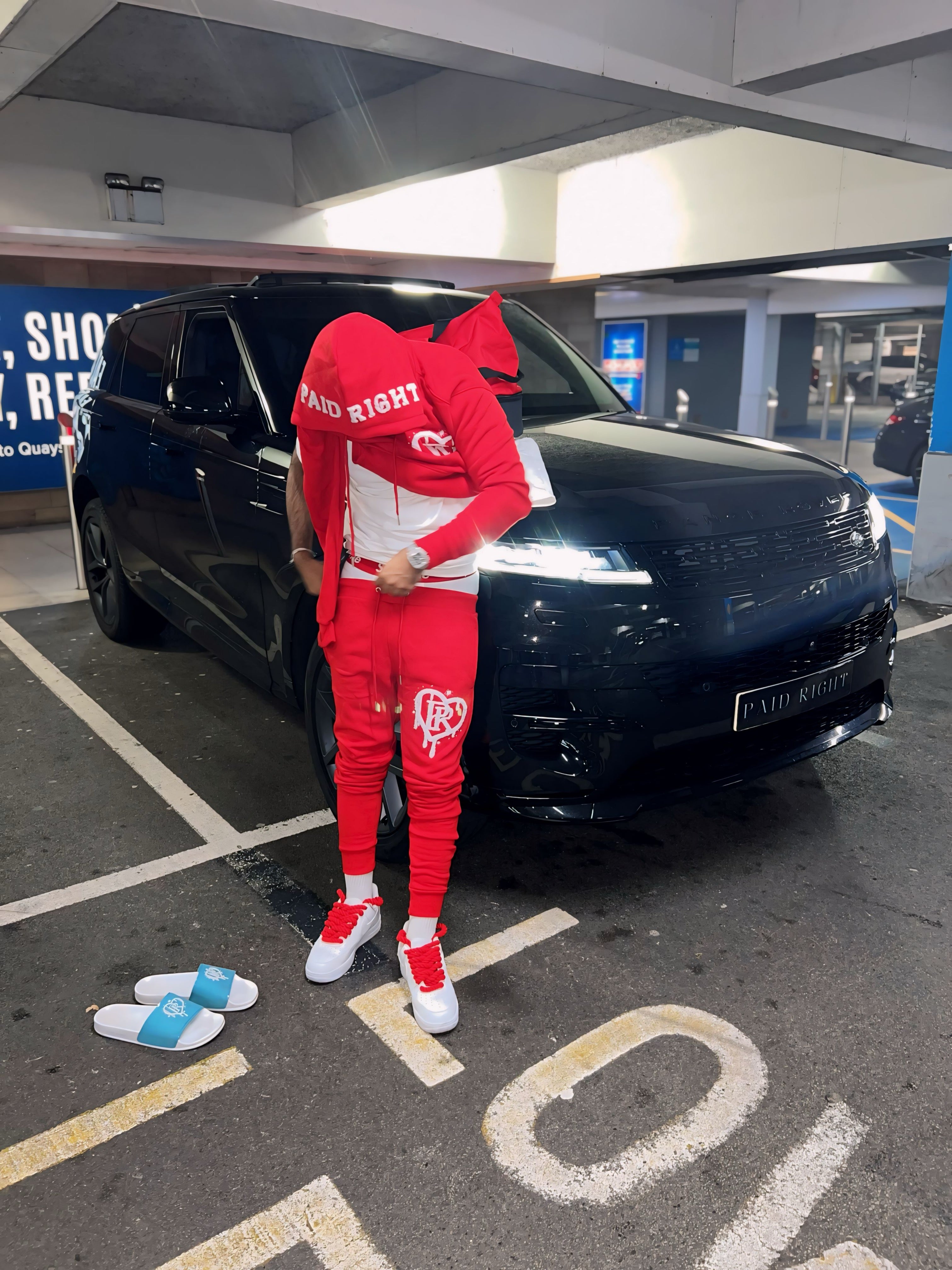 PR HD Blood Red Chenille Tracksuit Set