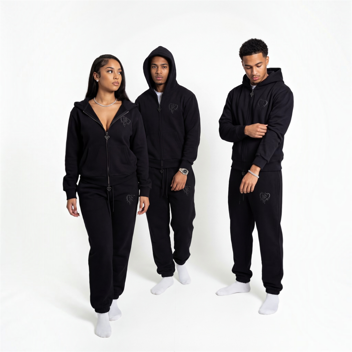 PR HD Black on Black Zip Up Tracksuit