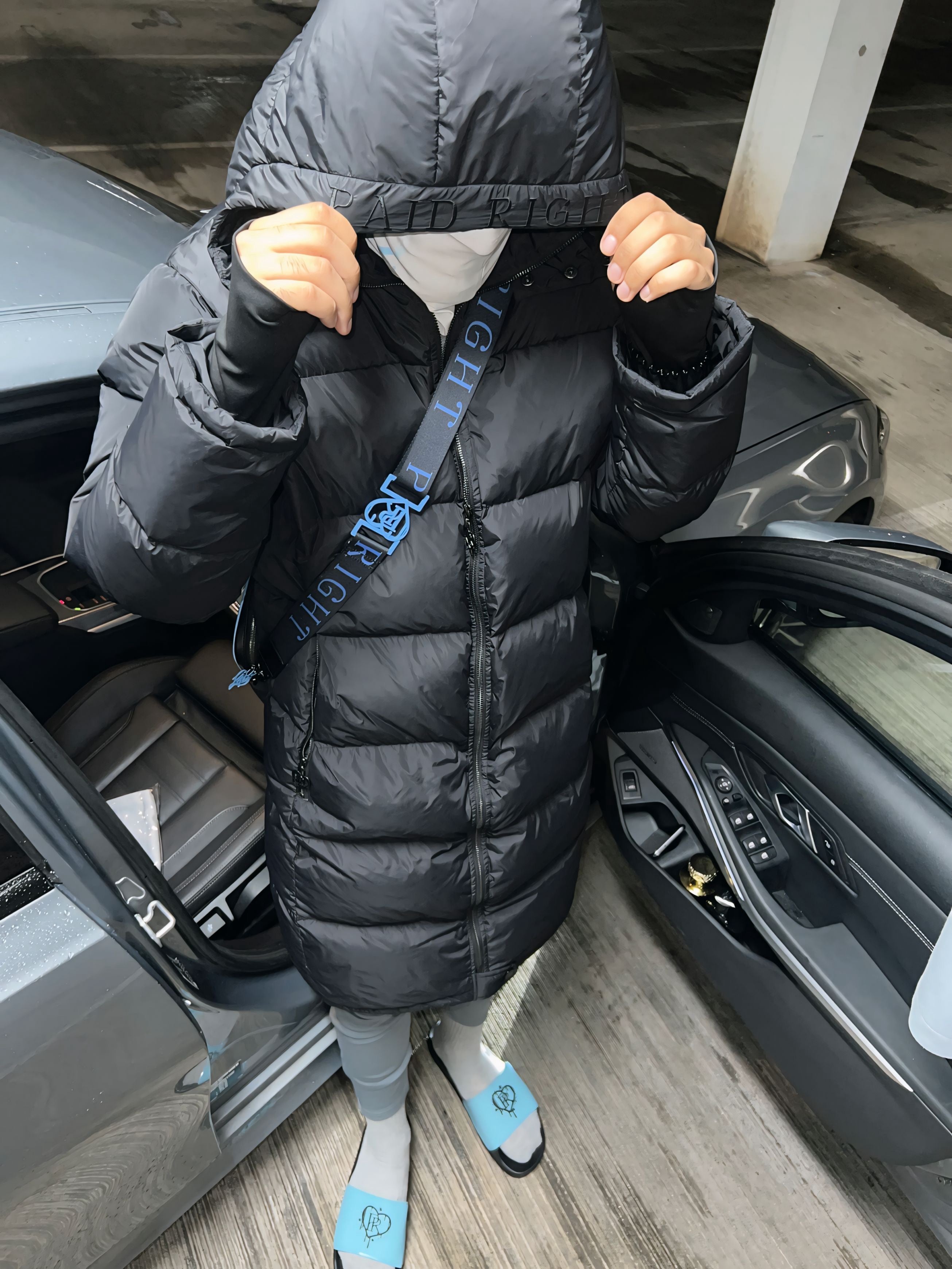 PR Longline Badge Puffer Black x Black