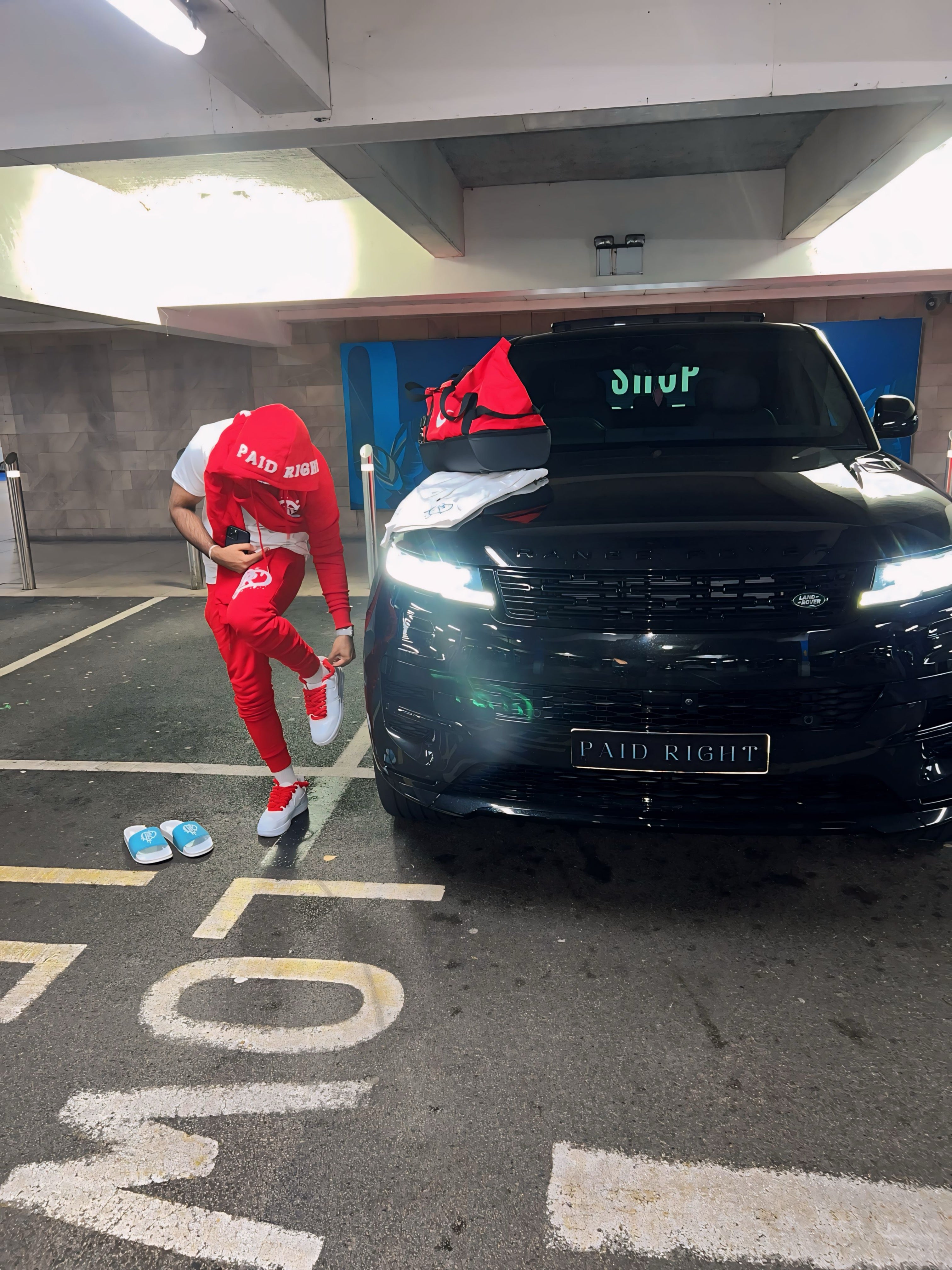 PR HD Blood Red Chenille Tracksuit Set