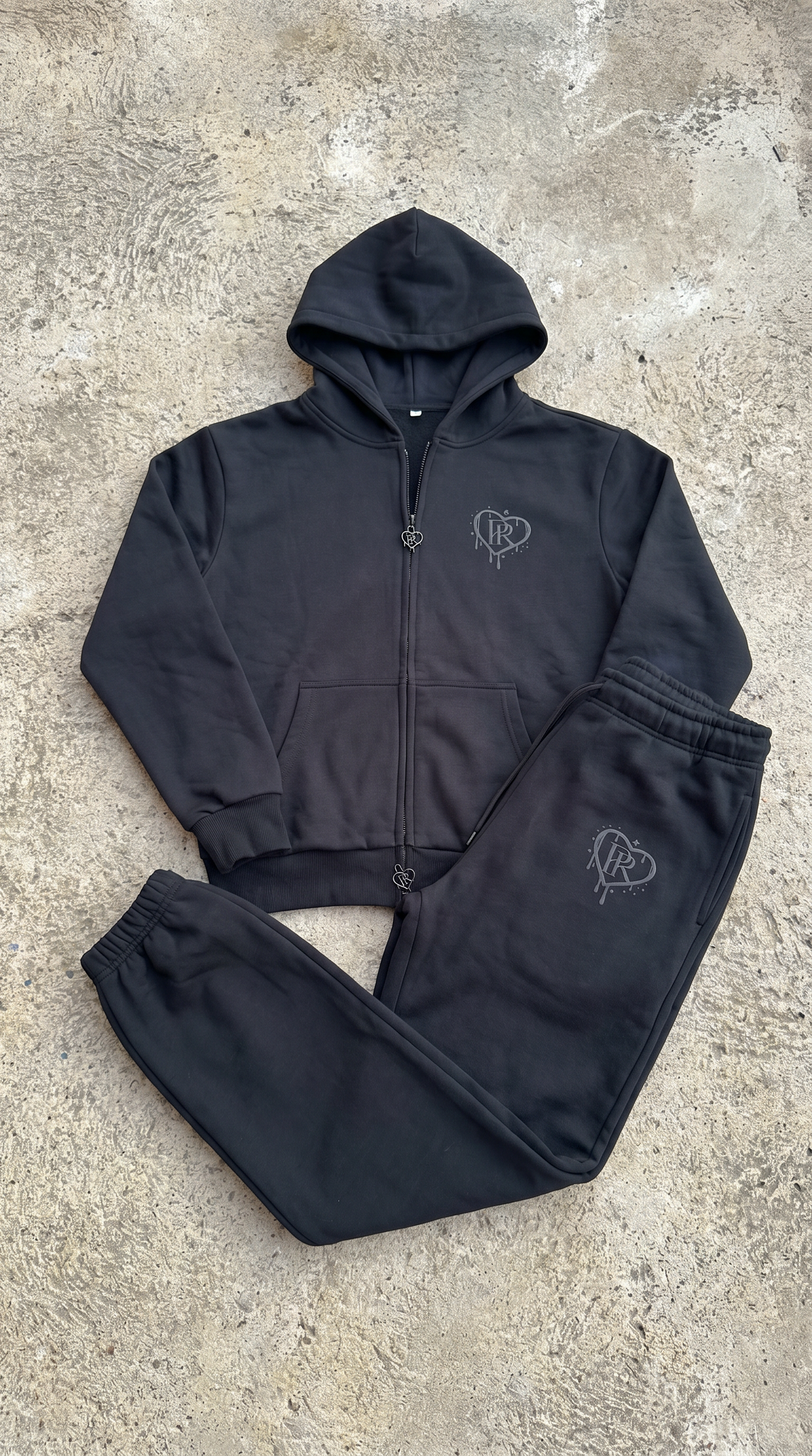 PR HD Black on Black Zip Up Tracksuit