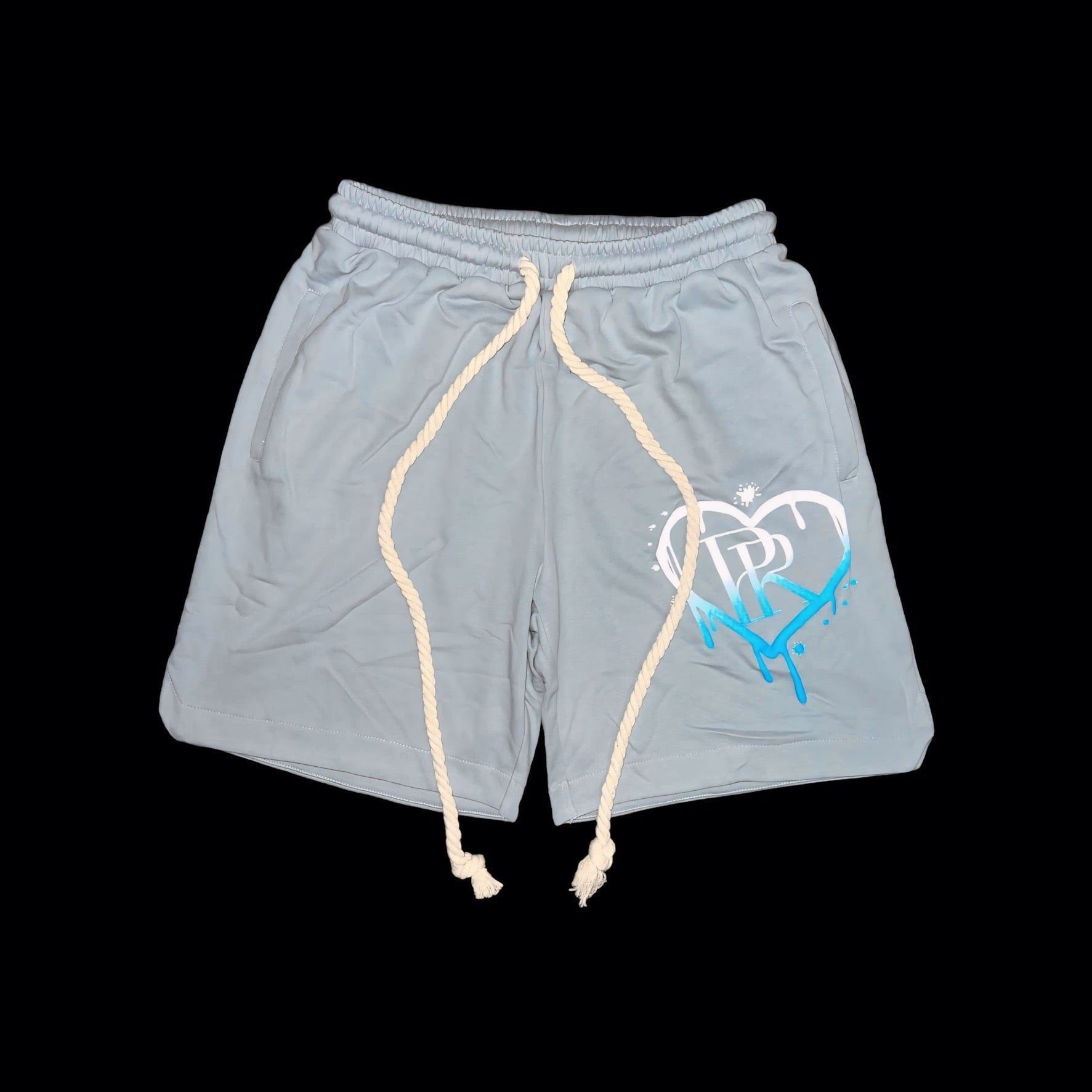 PR Roped Shorts 3D Puff Printed HD Grey/White To Blue