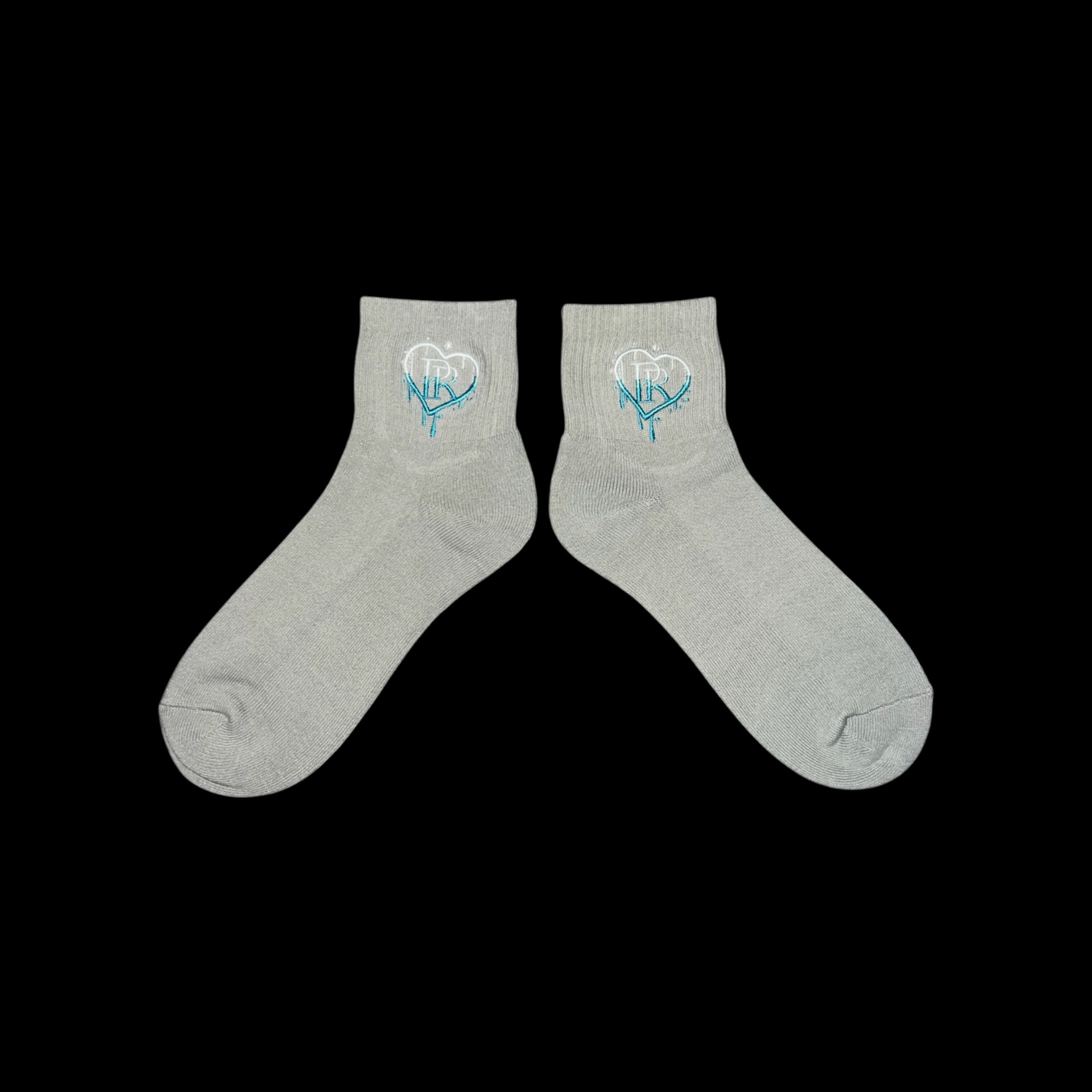 PR Light Grey HD Embroidered Low Crew Socks