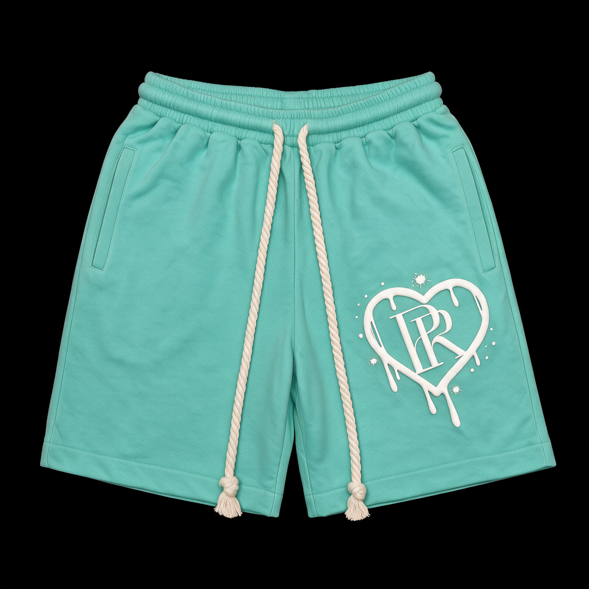PR Roped Shorts 3D Puff Printed HD Forest Green/White