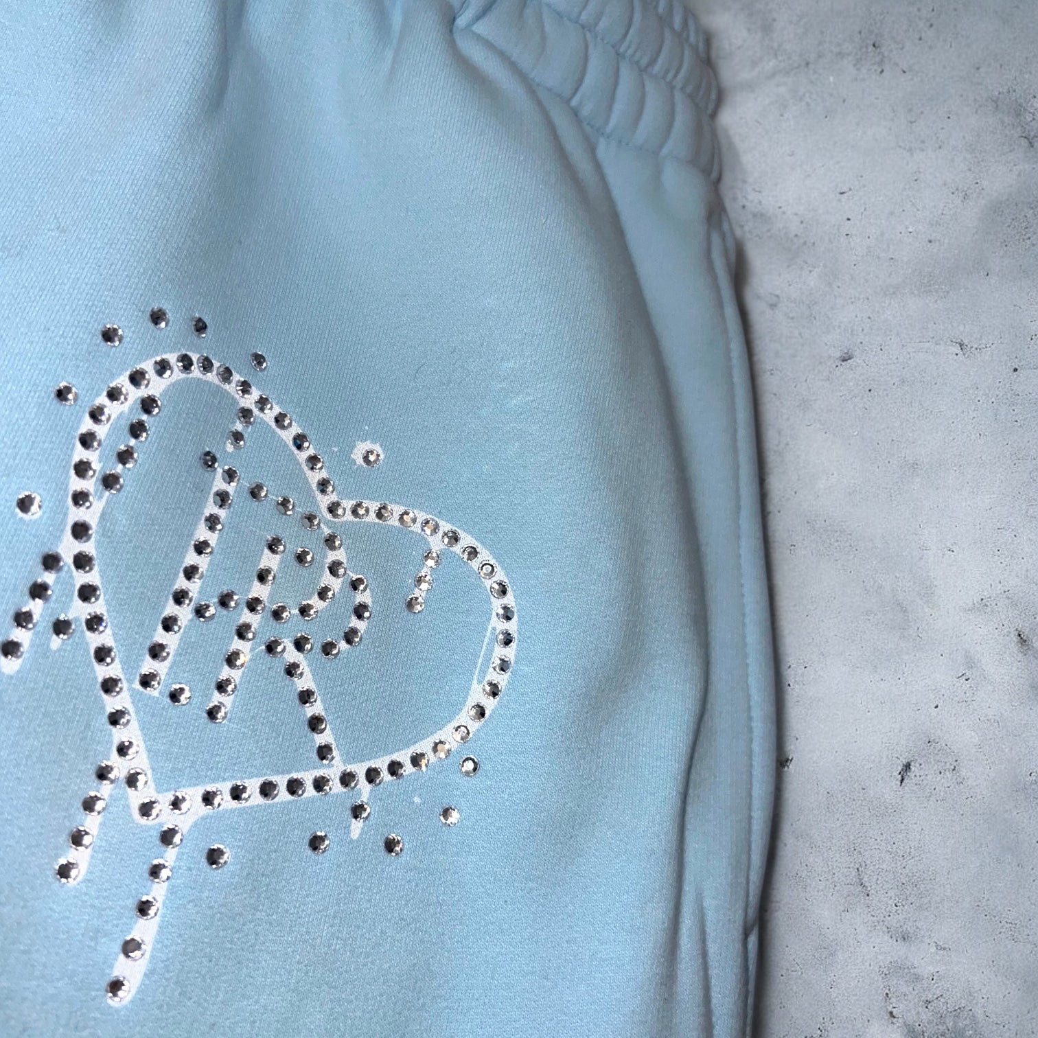 Baby Blue x White Rhinestone Diamonds Tracksuit Set