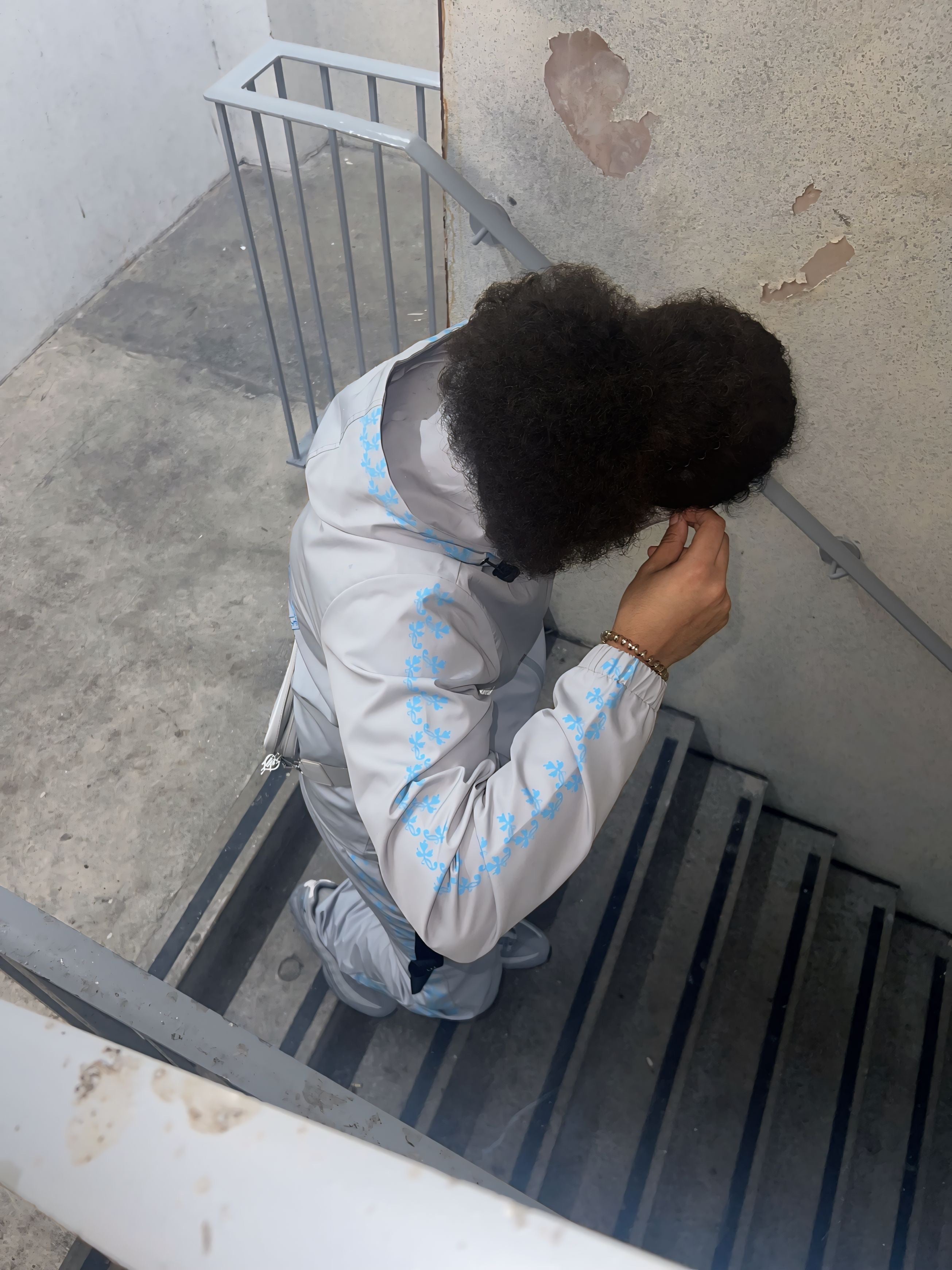 PR HD Grey x Baby Blue Flo Sided Windbreaker Set