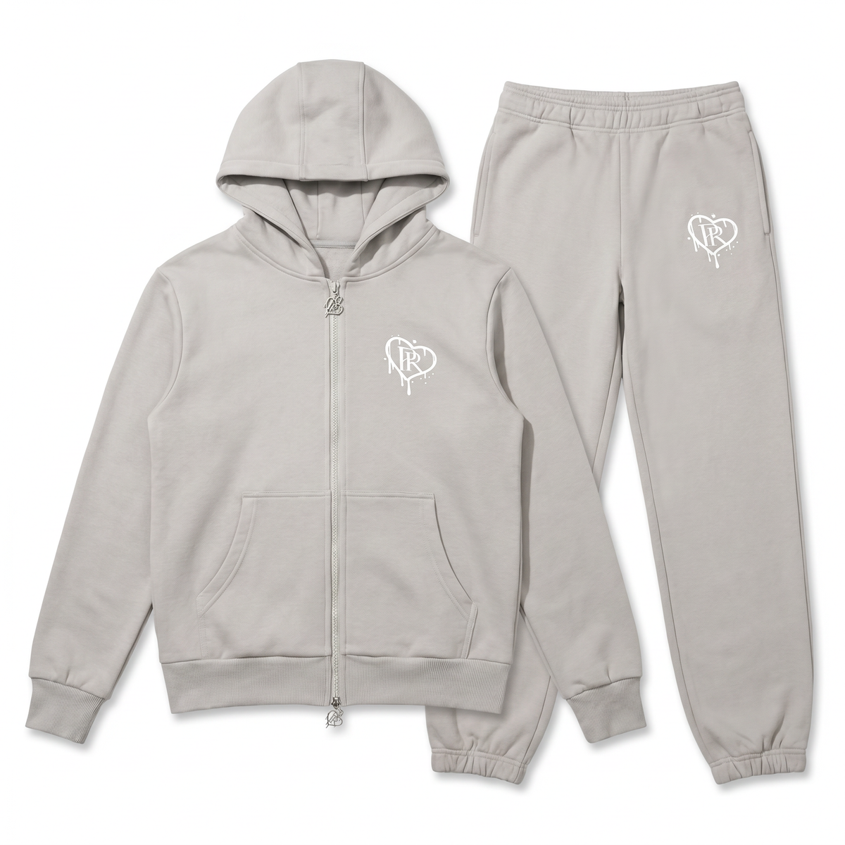 PR HD White on Grey Zip Up Tracksuit