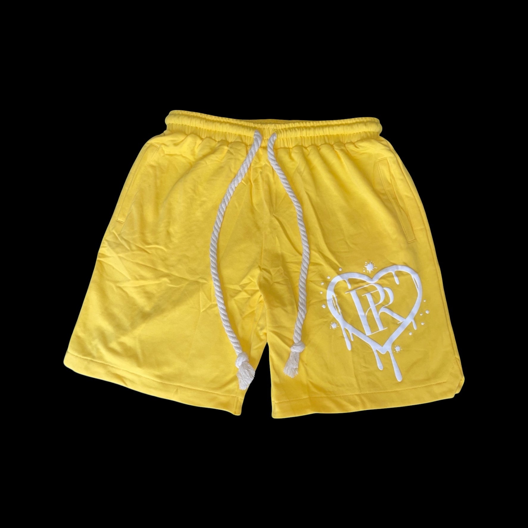 PR Roped Shorts 3D Puff Printed HD Yellow/White