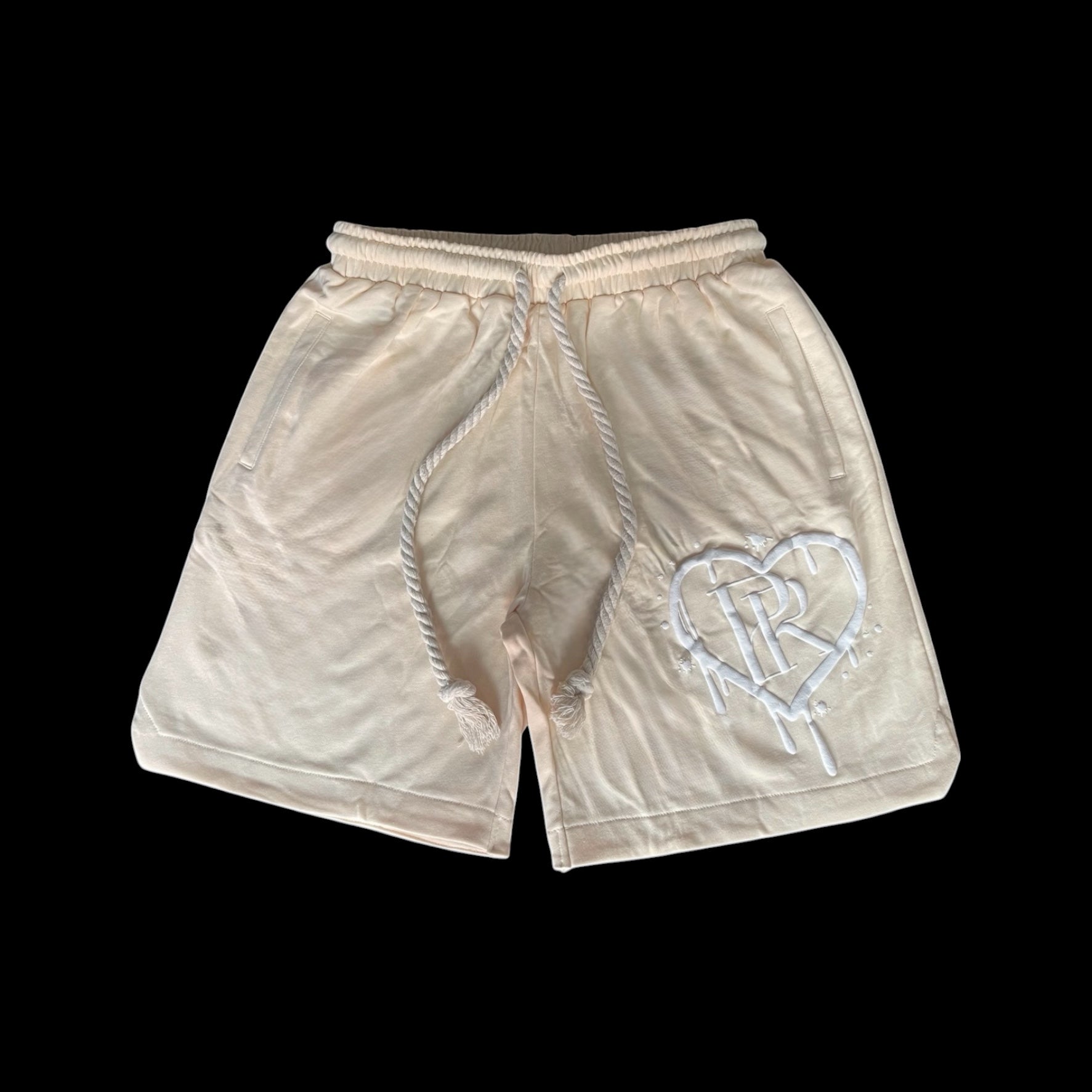 PR Roped Shorts 3D Puff Printed HD Baby Cream/White