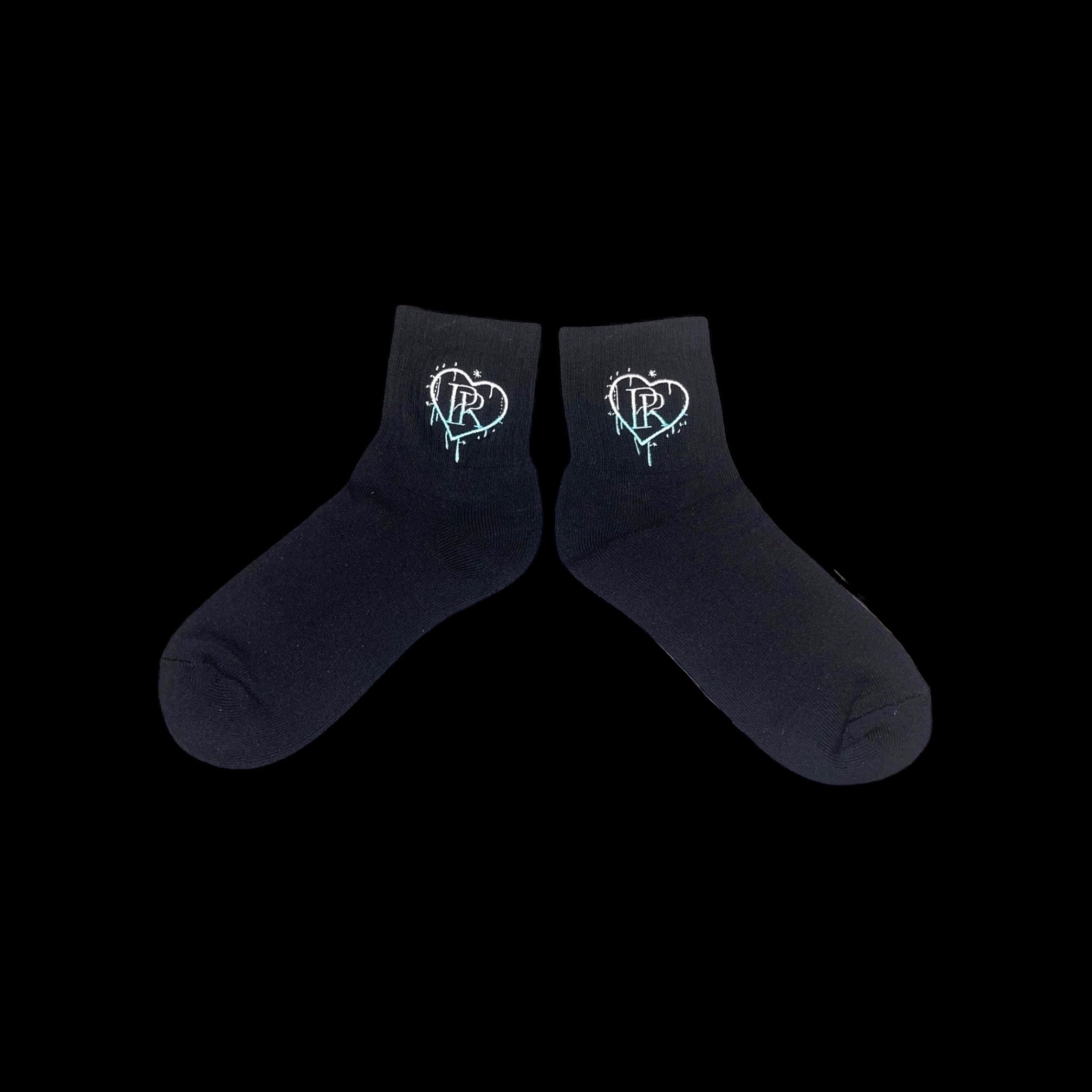PR Black HD Embroidered Low Crew Socks