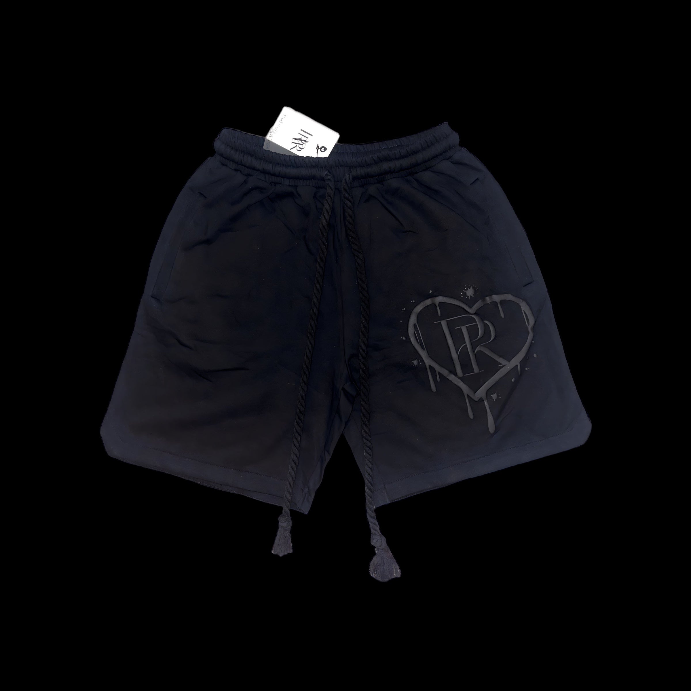 PR Roped Shorts 3D Puff Printed HD Black/Black