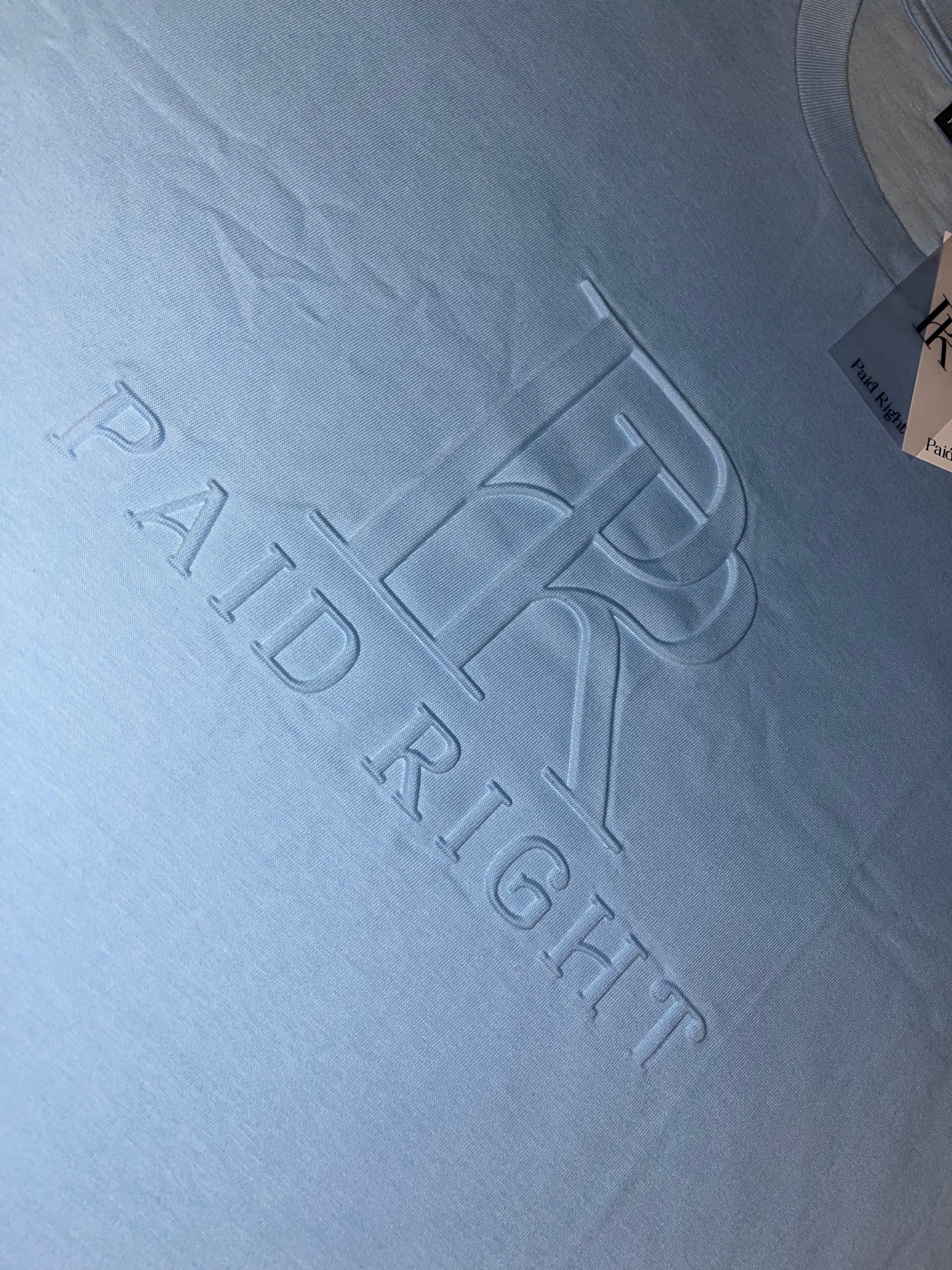 PR Paid Right Light Blue Embossed Tee