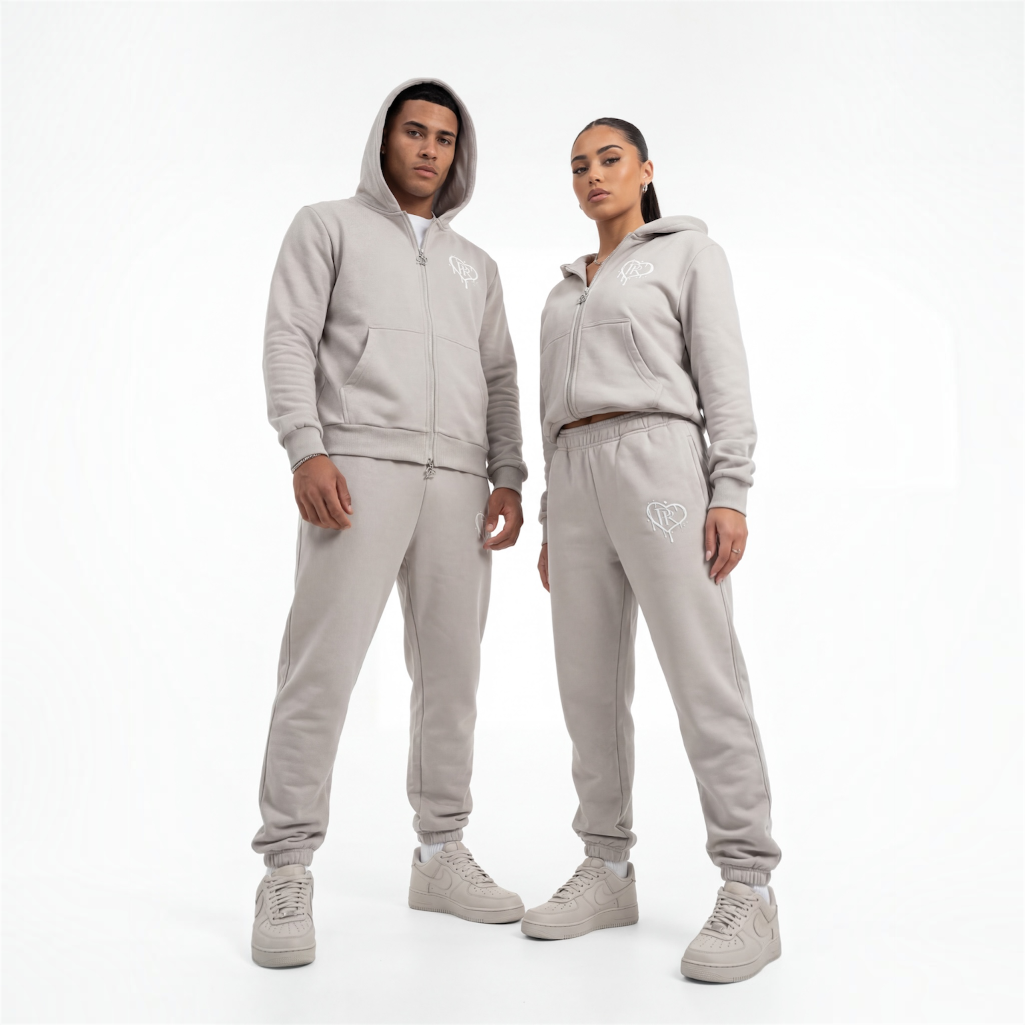 PR HD White on Grey Zip Up Tracksuit