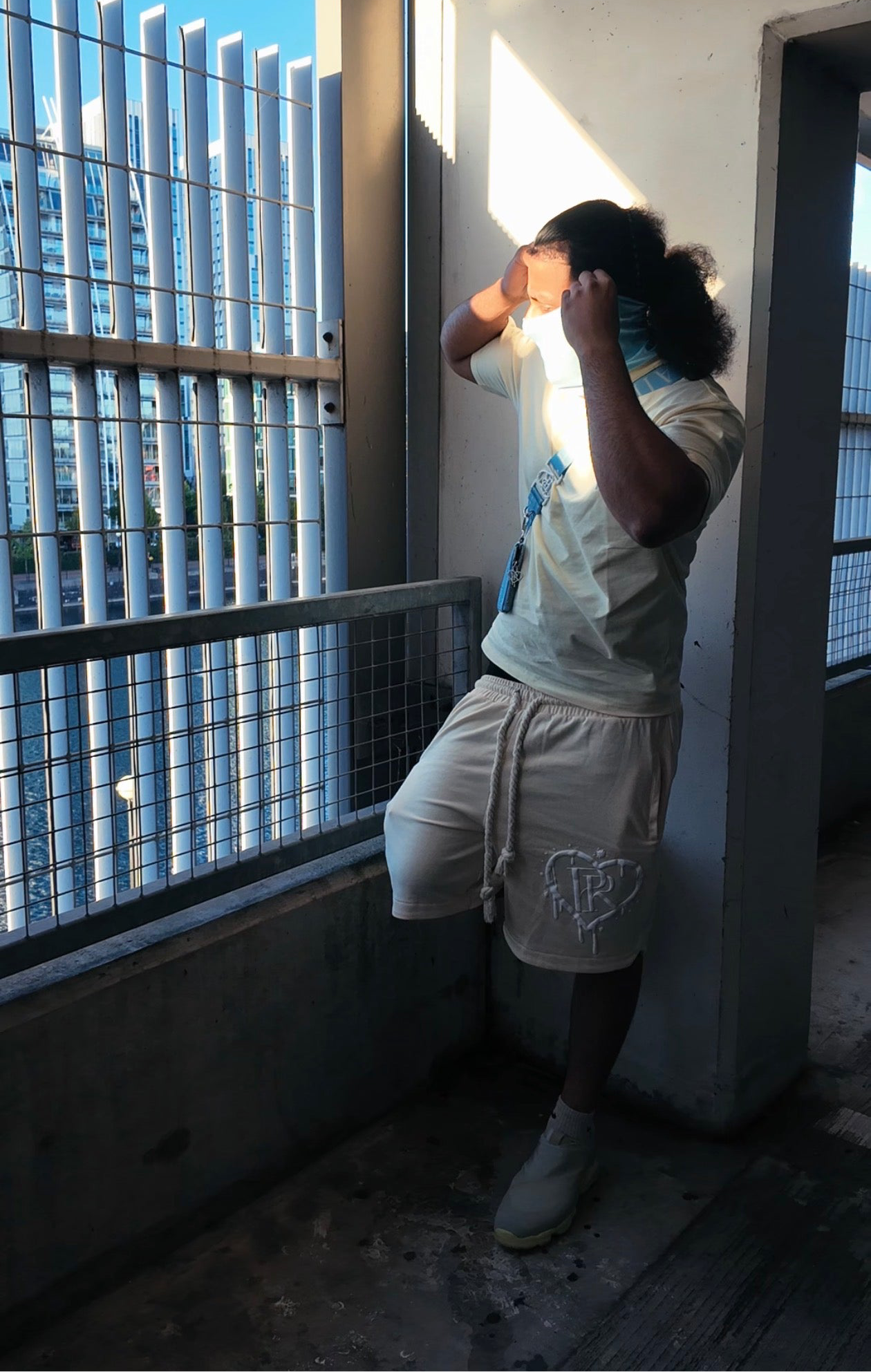 PR Roped Shorts 3D Puff Printed HD Baby Cream/White