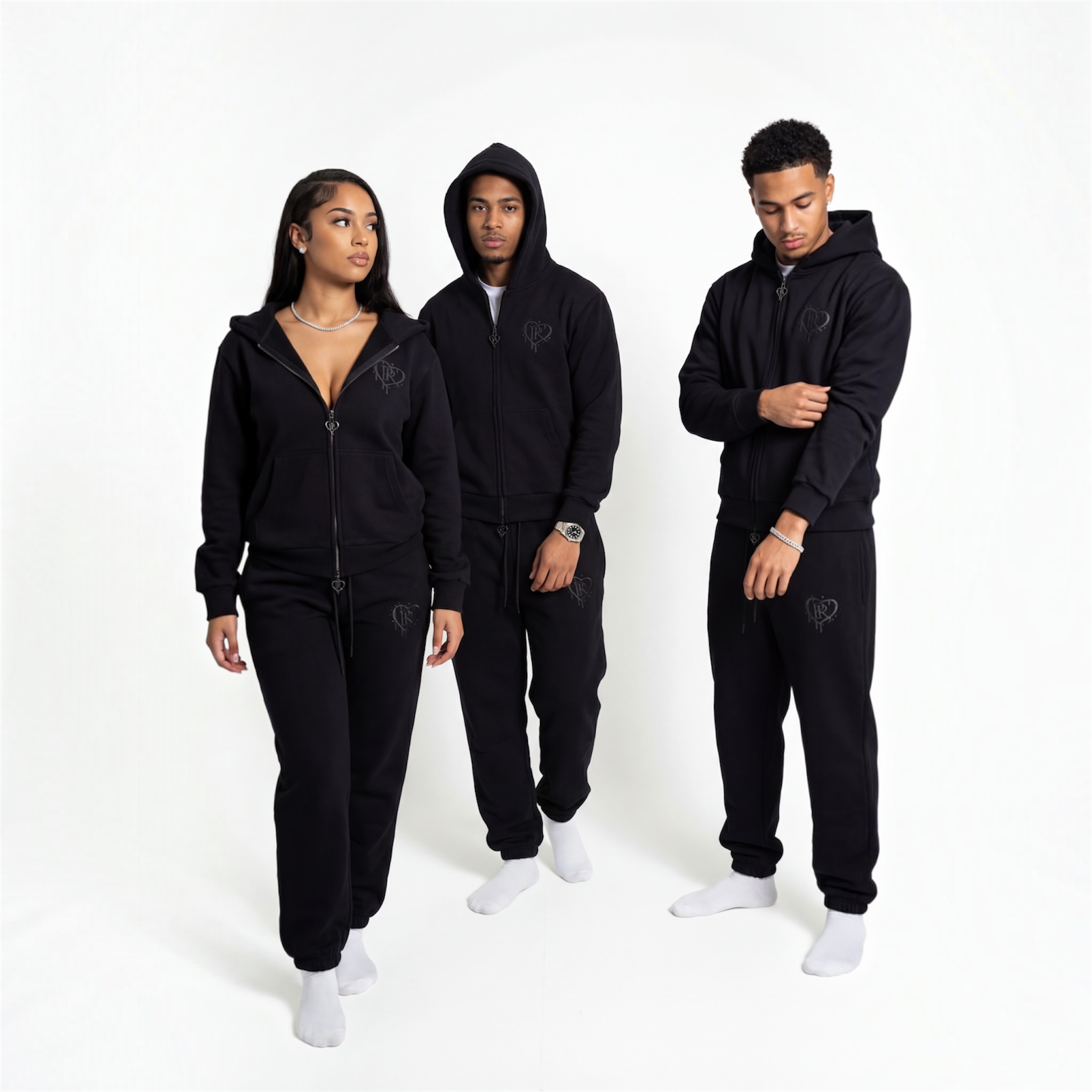 PR HD Black on Black Zip Up Tracksuit