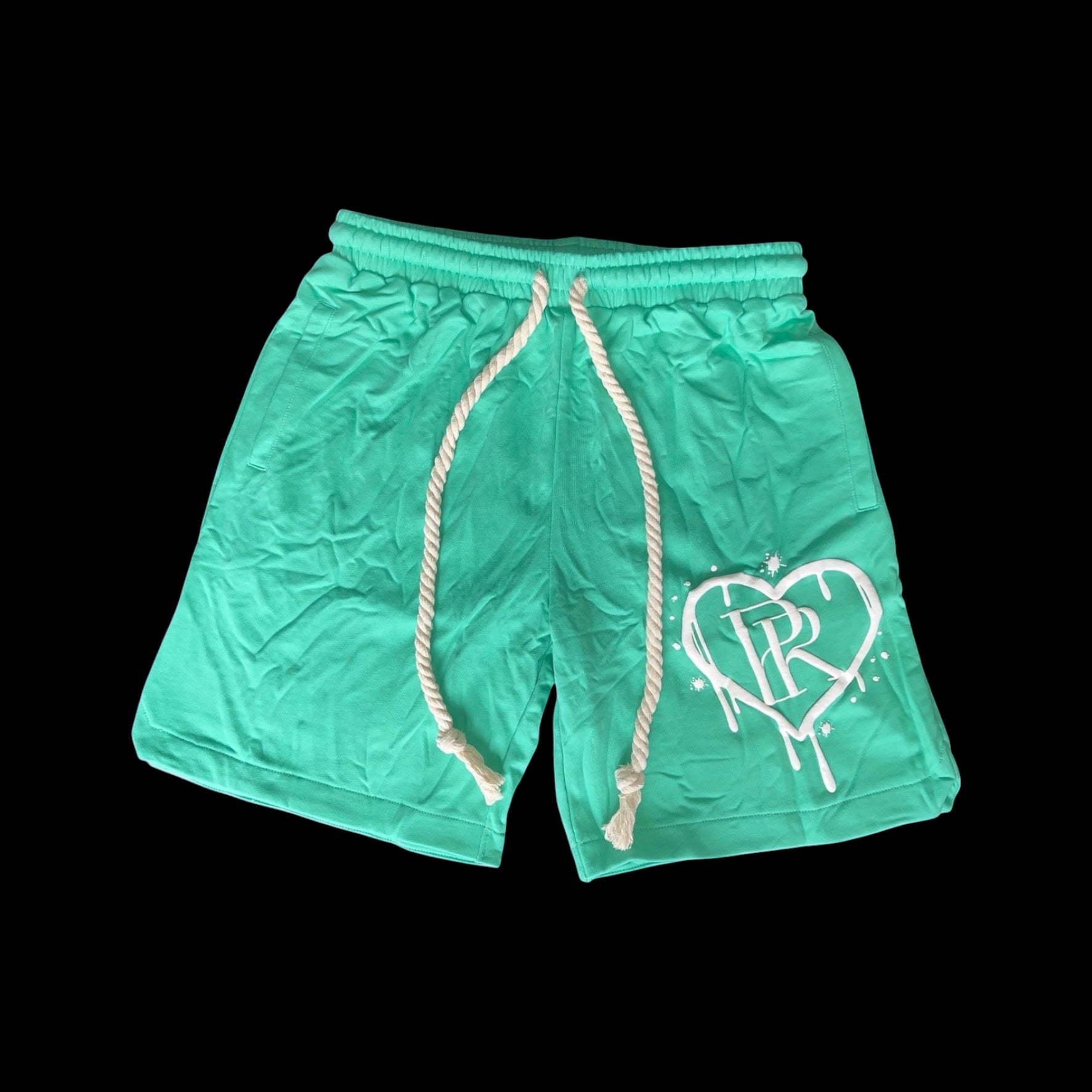 PR Roped Shorts 3D Puff Printed HD Forest Green/White