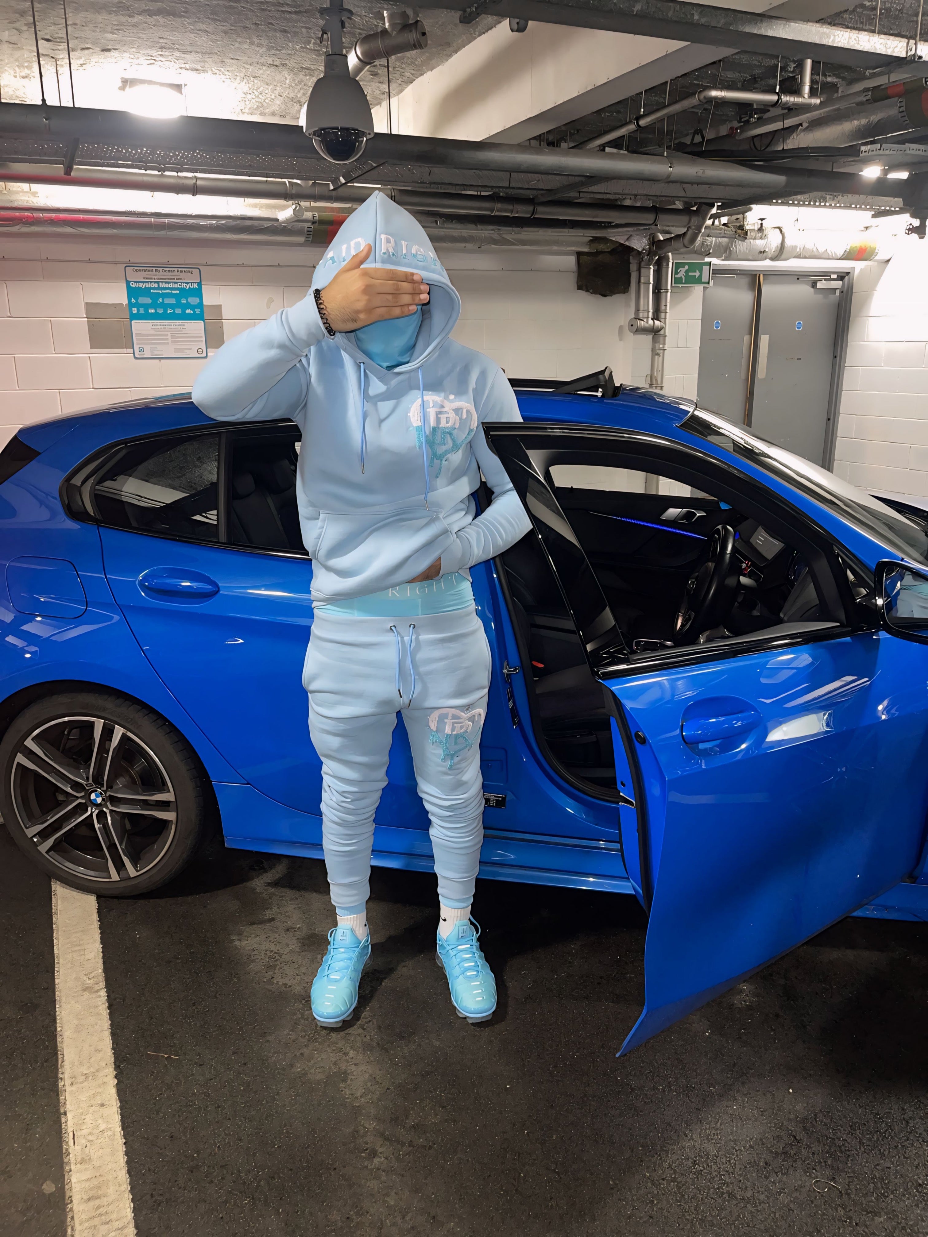 PR HD Sky Blue Chenille 2 Tone Tracksuit Set