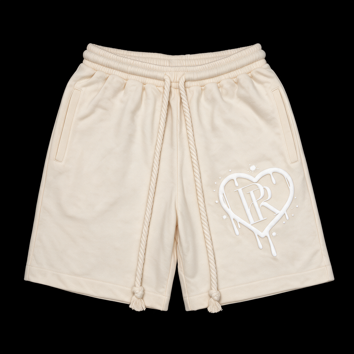 PR Roped Shorts 3D Puff Printed HD Baby Cream/White