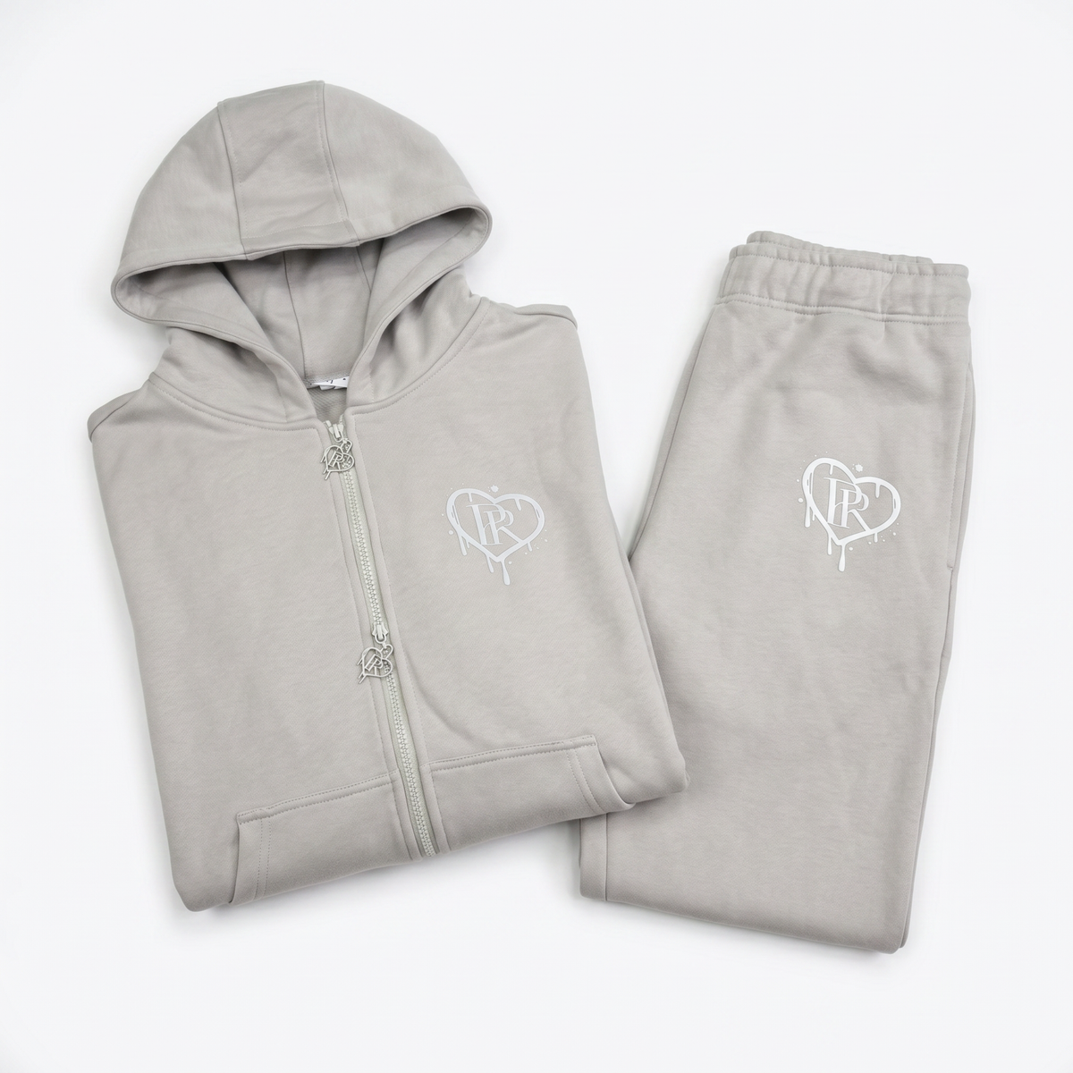 PR HD White on Grey Zip Up Tracksuit
