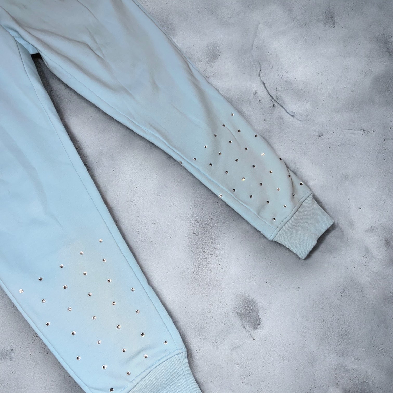 Baby Blue x White Rhinestone Diamonds Tracksuit Set