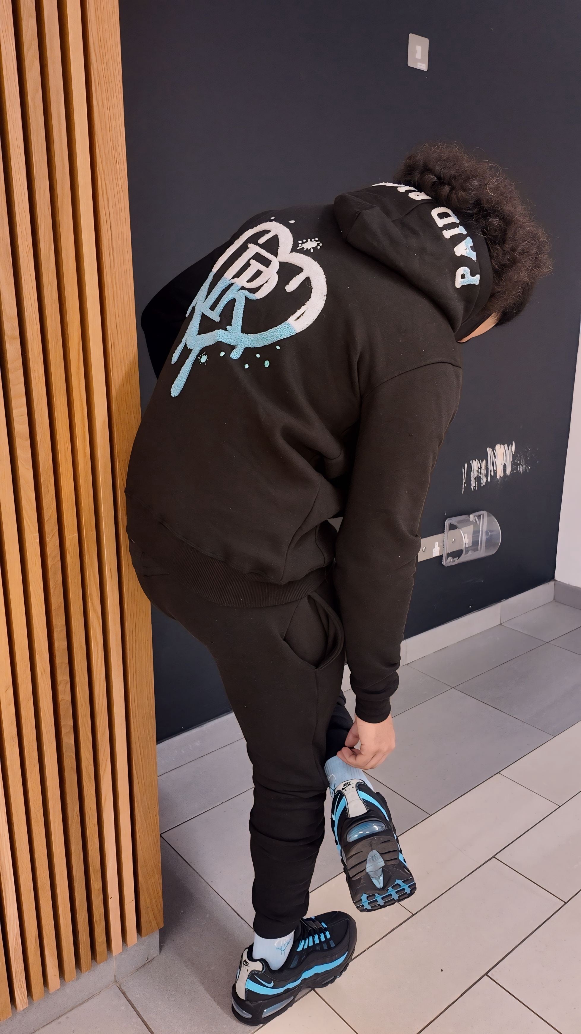 PR HD White/Blue x Black Chenille Tracksuit Set